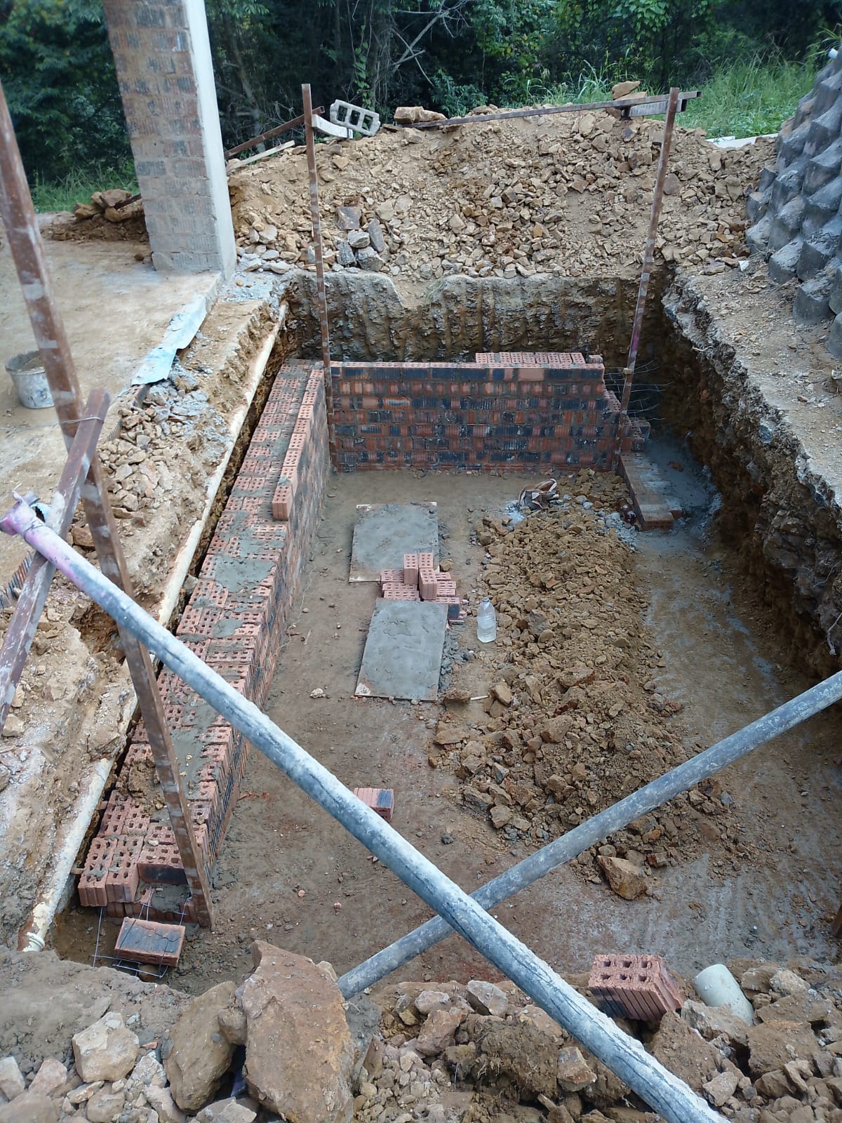 Excavated structure during foundation work